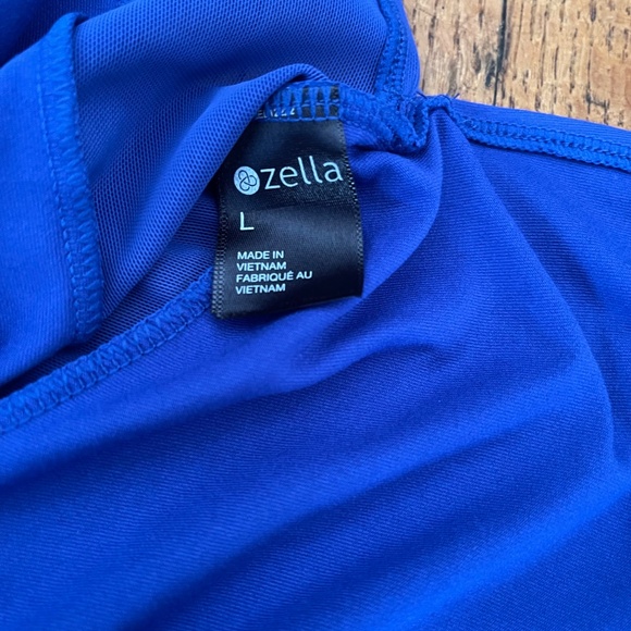 NWT ZELLA Blue Racerback Mesh Running Workout Yoga Top Sz L - Picture 5 of 8